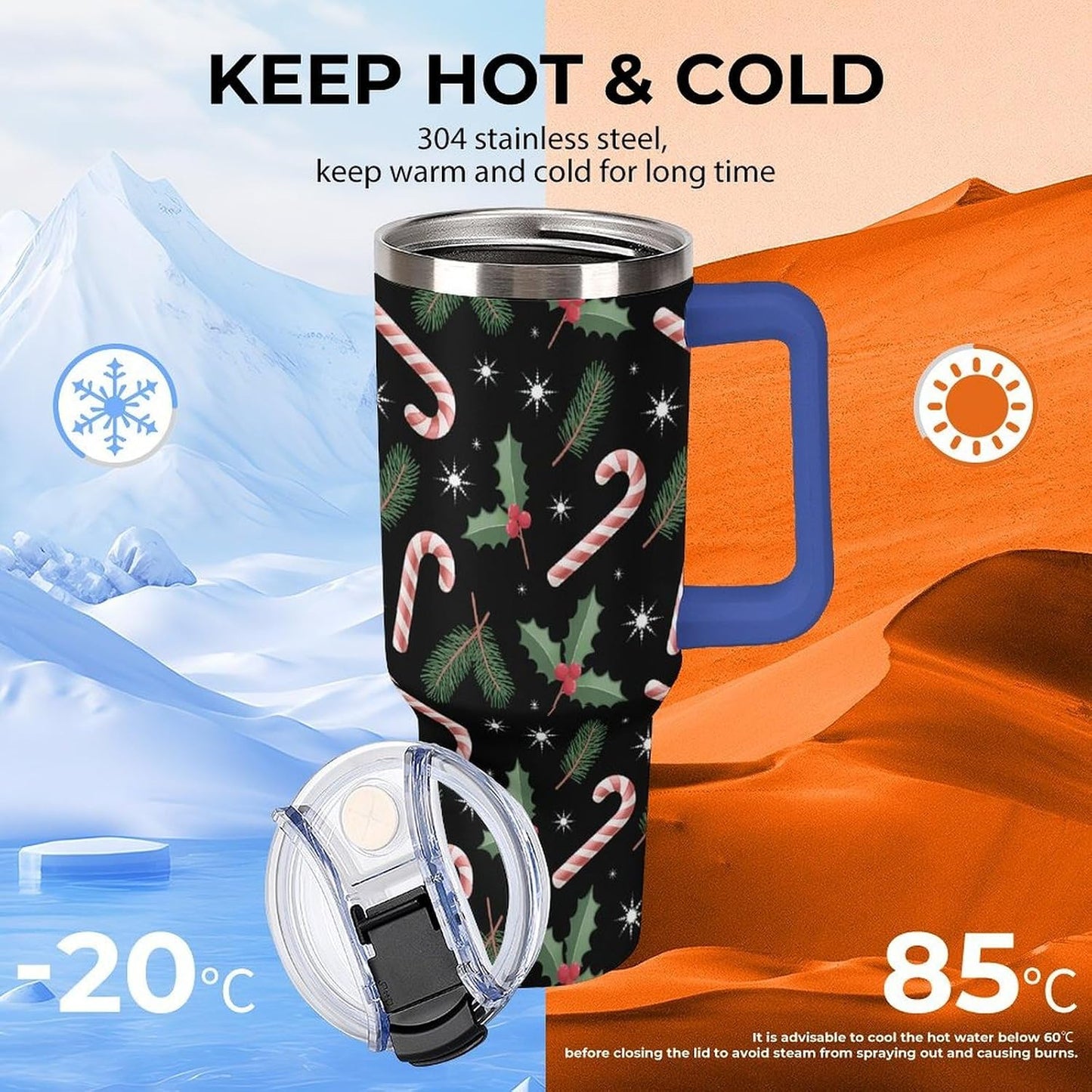 Leakproof Car Cup Vacuum Sealed With Lid For Office Crystal Clear Blue Water Ripple Print Drinkware Light Rose Red-style-5 - Colors H