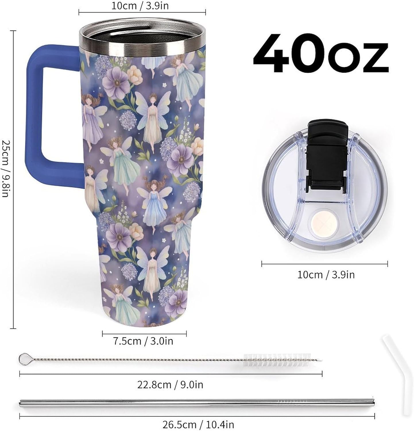 Leakproof Car Cup Vacuum Sealed With Lid For Office Crystal Clear Blue Water Ripple Print Drinkware Light Rose Red-style-5 - Colors H
