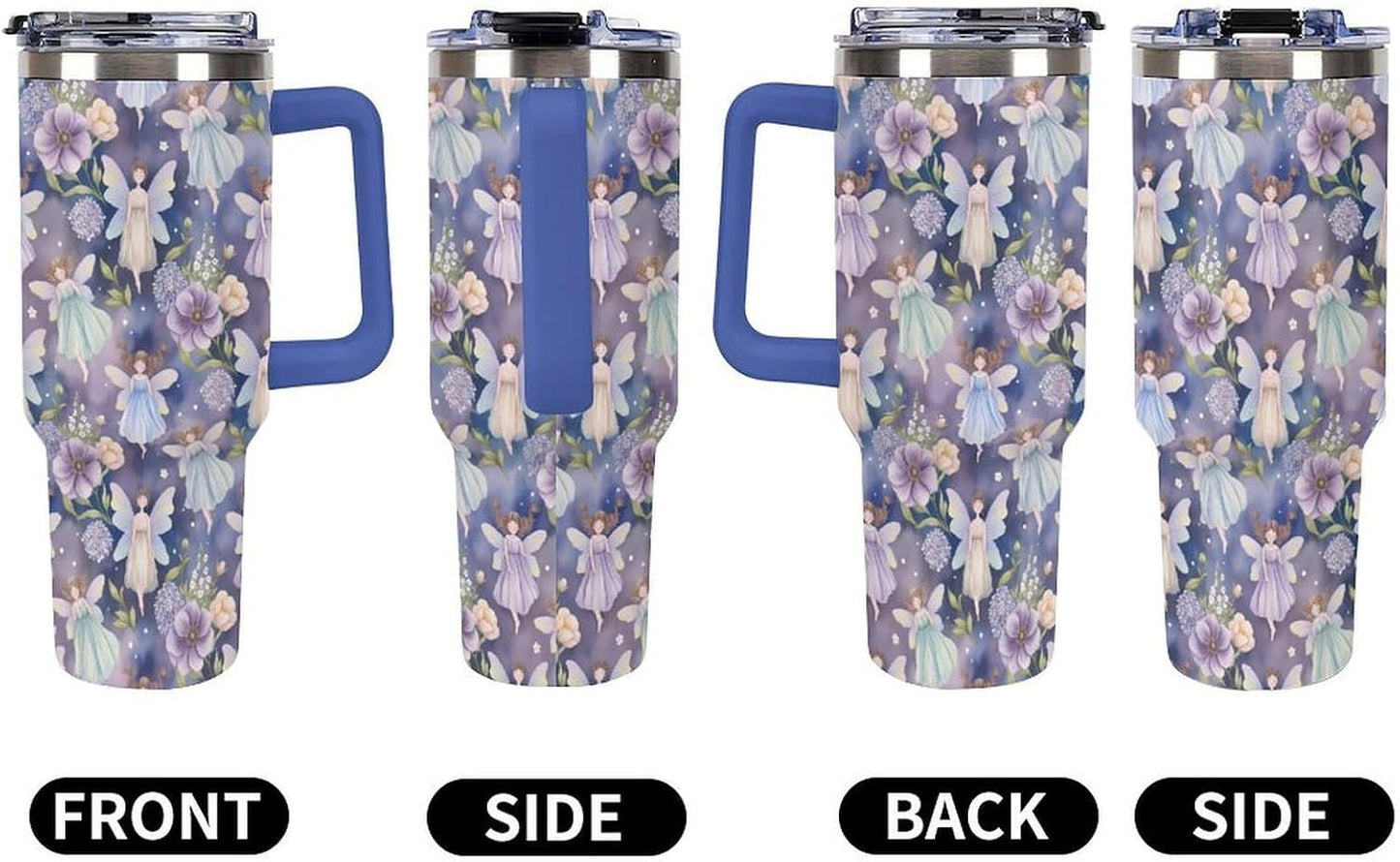 Leakproof Car Cup Vacuum Sealed With Lid For Office Crystal Clear Blue Water Ripple Print Drinkware Light Rose Red-style-5 - Colors H
