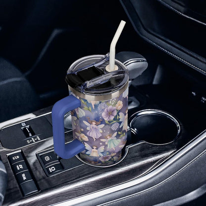 Leakproof Car Cup Vacuum Sealed With Lid For Office Crystal Clear Blue Water Ripple Print Drinkware Light Rose Red-style-5 - Colors H