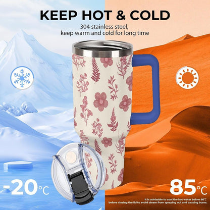 Leakproof Car Cup Vacuum Sealed With Lid For Office Crystal Clear Blue Water Ripple Print Drinkware Light Rose Red-style-5 - Colors H