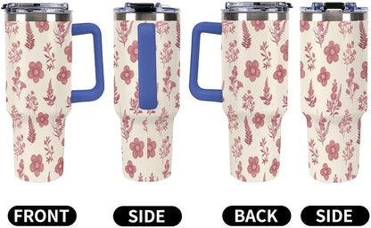 Leakproof Car Cup Vacuum Sealed With Lid For Office Crystal Clear Blue Water Ripple Print Drinkware Light Rose Red-style-5 - Colors H