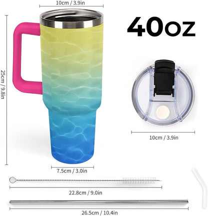 Leakproof Car Cup Vacuum Sealed With Lid For Office Crystal Clear Blue Water Ripple Print Drinkware Light Rose Red-style-5 - Colors H