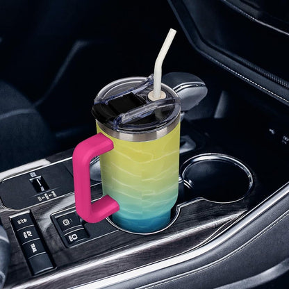 Leakproof Car Cup Vacuum Sealed With Lid For Office Crystal Clear Blue Water Ripple Print Drinkware Light Rose Red-style-5 - Colors H