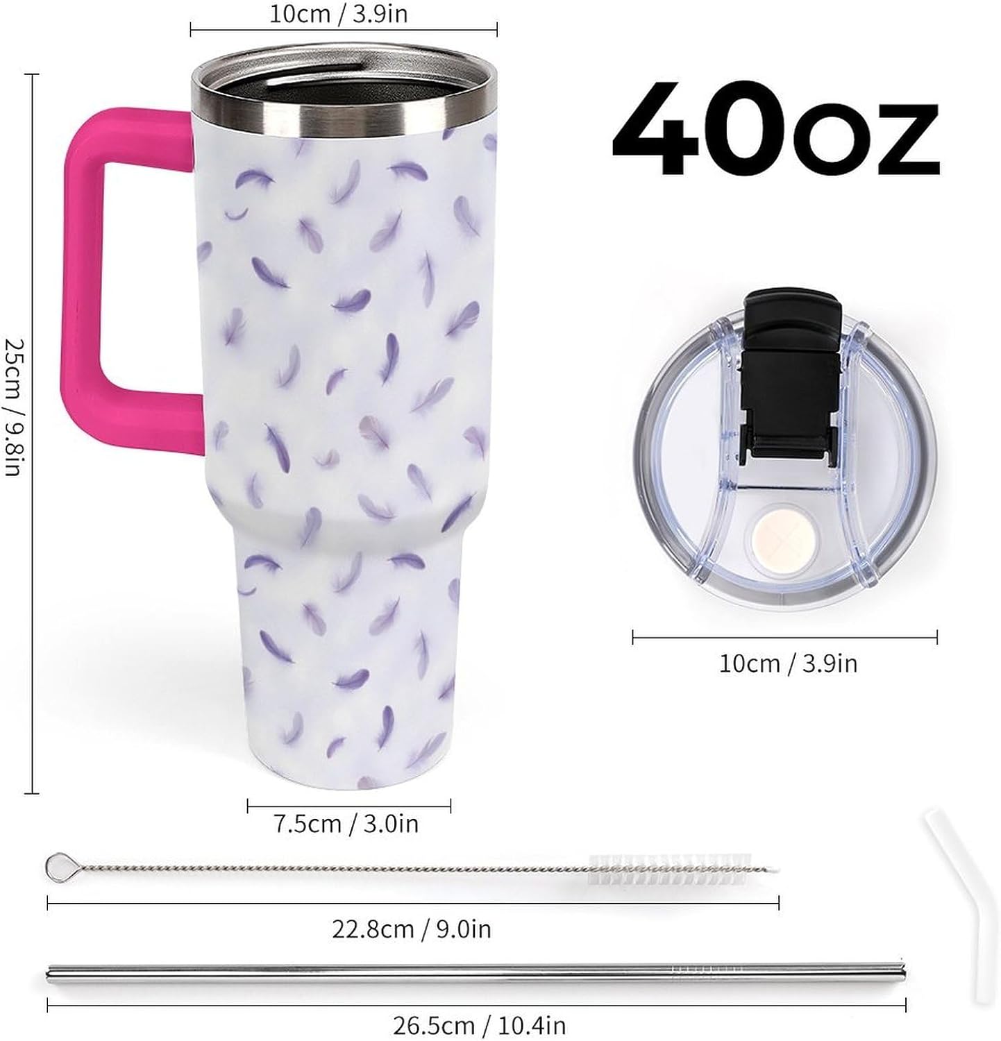 Leakproof Car Cup Vacuum Sealed With Lid For Office Crystal Clear Blue Water Ripple Print Drinkware Light Rose Red-style-5 - Colors H