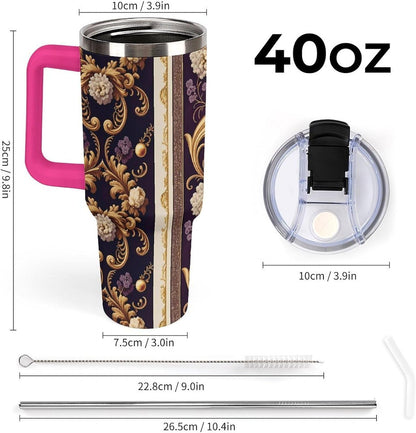 Leakproof Car Cup Vacuum Sealed With Lid For Office Crystal Clear Blue Water Ripple Print Drinkware Light Rose Red-style-5 - Colors H