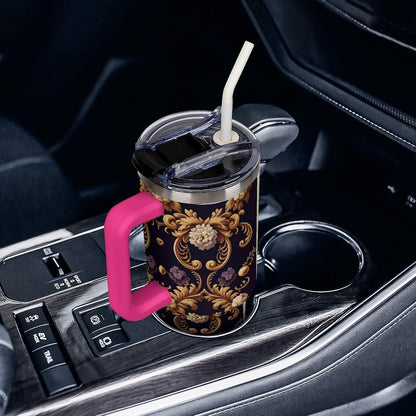 Leakproof Car Cup Vacuum Sealed With Lid For Office Crystal Clear Blue Water Ripple Print Drinkware Light Rose Red-style-5 - Colors H