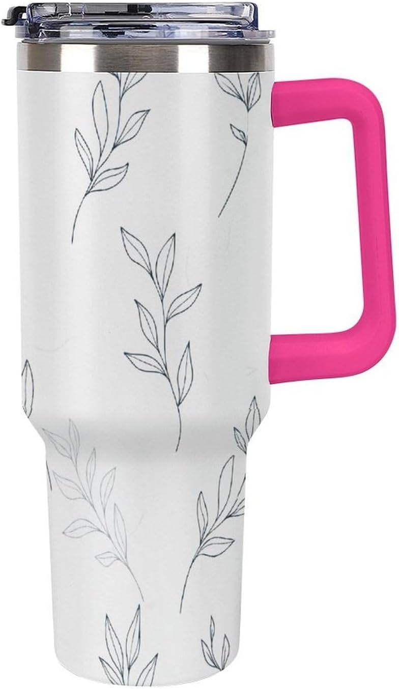 Leakproof Car Cup Vacuum Sealed With Lid For Office Crystal Clear Blue Water Ripple Print Drinkware Light Rose Red-style-5 - Colors H