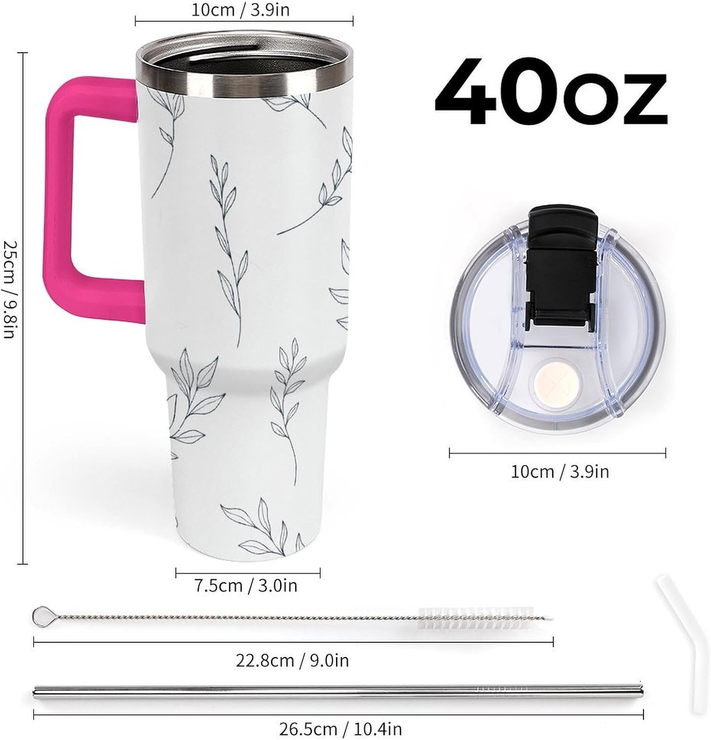 Leakproof Car Cup Vacuum Sealed With Lid For Office Crystal Clear Blue Water Ripple Print Drinkware Light Rose Red-style-5 - Colors H