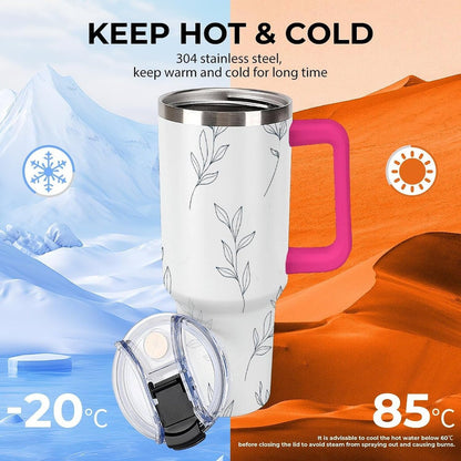 Leakproof Car Cup Vacuum Sealed With Lid For Office Crystal Clear Blue Water Ripple Print Drinkware Light Rose Red-style-5 - Colors H