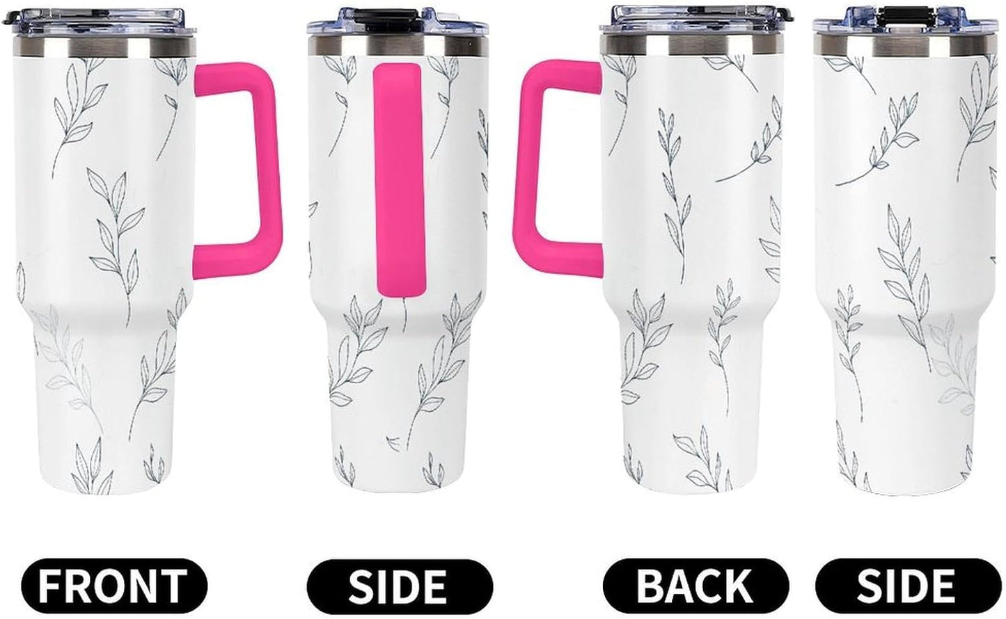 Leakproof Car Cup Vacuum Sealed With Lid For Office Crystal Clear Blue Water Ripple Print Drinkware Light Rose Red-style-5 - Colors H