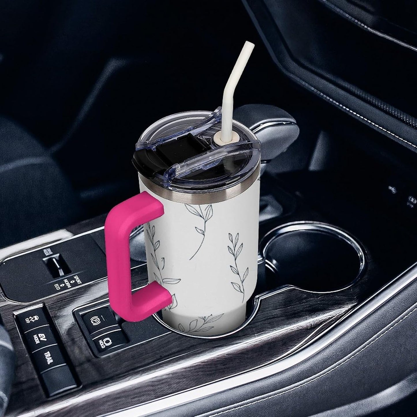 Leakproof Car Cup Vacuum Sealed With Lid For Office Crystal Clear Blue Water Ripple Print Drinkware Light Rose Red-style-5 - Colors H