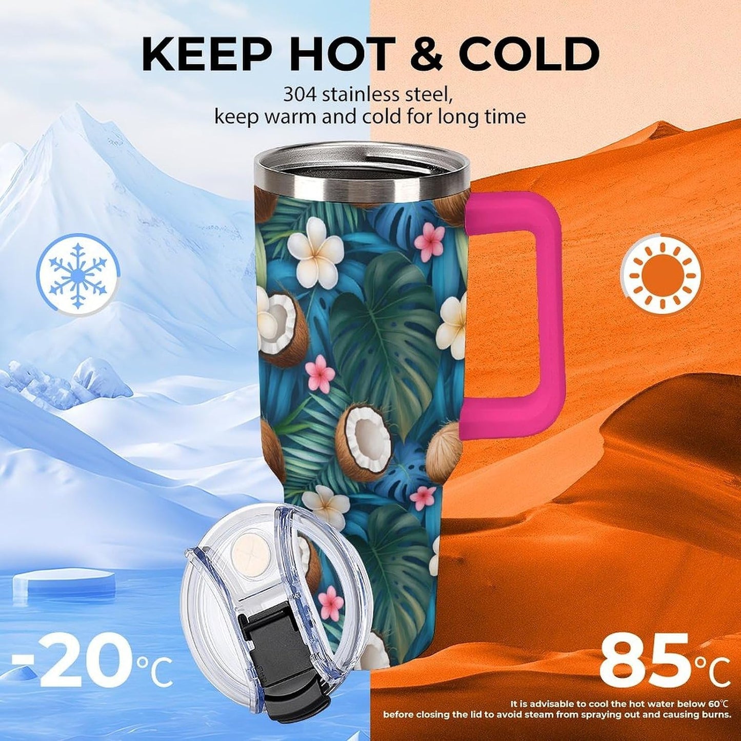 Leakproof Car Cup Vacuum Sealed With Lid For Office Crystal Clear Blue Water Ripple Print Drinkware Light Rose Red-style-5 - Colors H