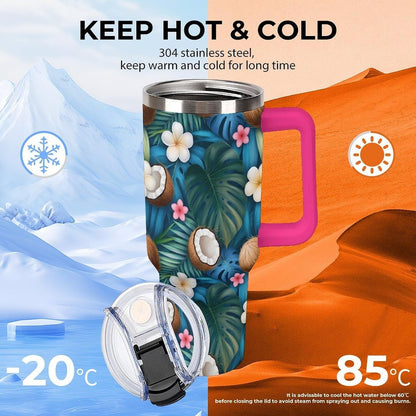 Leakproof Car Cup Vacuum Sealed With Lid For Office Crystal Clear Blue Water Ripple Print Drinkware Light Rose Red-style-5 - Colors H