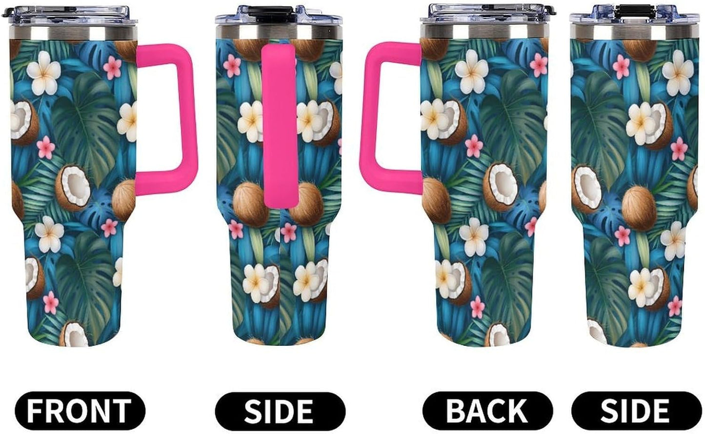 Leakproof Car Cup Vacuum Sealed With Lid For Office Crystal Clear Blue Water Ripple Print Drinkware Light Rose Red-style-5 - Colors H