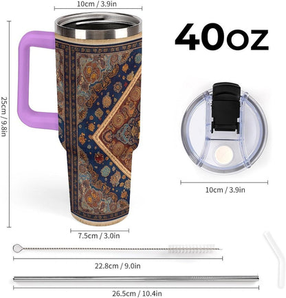 Leakproof Car Cup Vacuum Sealed With Lid For Office Crystal Clear Blue Water Ripple Print Drinkware Light Rose Red-style-5 - Colors H