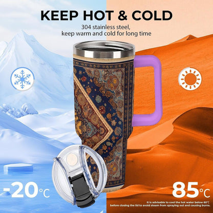 Leakproof Car Cup Vacuum Sealed With Lid For Office Crystal Clear Blue Water Ripple Print Drinkware Light Rose Red-style-5 - Colors H