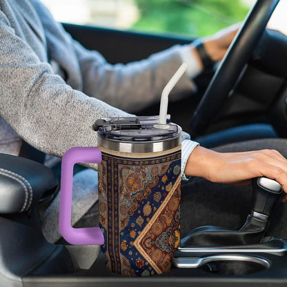 Leakproof Car Cup Vacuum Sealed With Lid For Office Crystal Clear Blue Water Ripple Print Drinkware Light Rose Red-style-5 - Colors H
