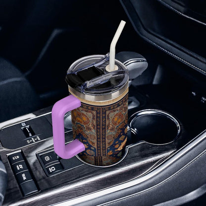 Leakproof Car Cup Vacuum Sealed With Lid For Office Crystal Clear Blue Water Ripple Print Drinkware Light Rose Red-style-5 - Colors H