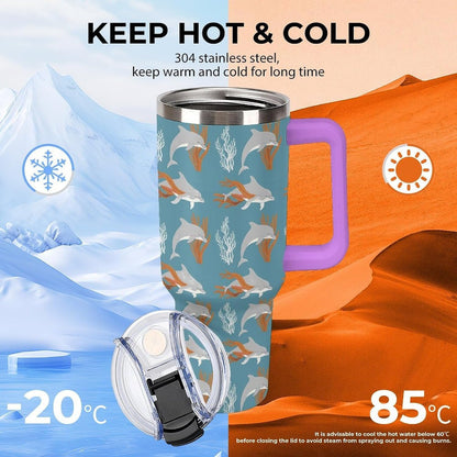 Leakproof Car Cup Vacuum Sealed With Lid For Office Crystal Clear Blue Water Ripple Print Drinkware Light Rose Red-style-5 - Colors H