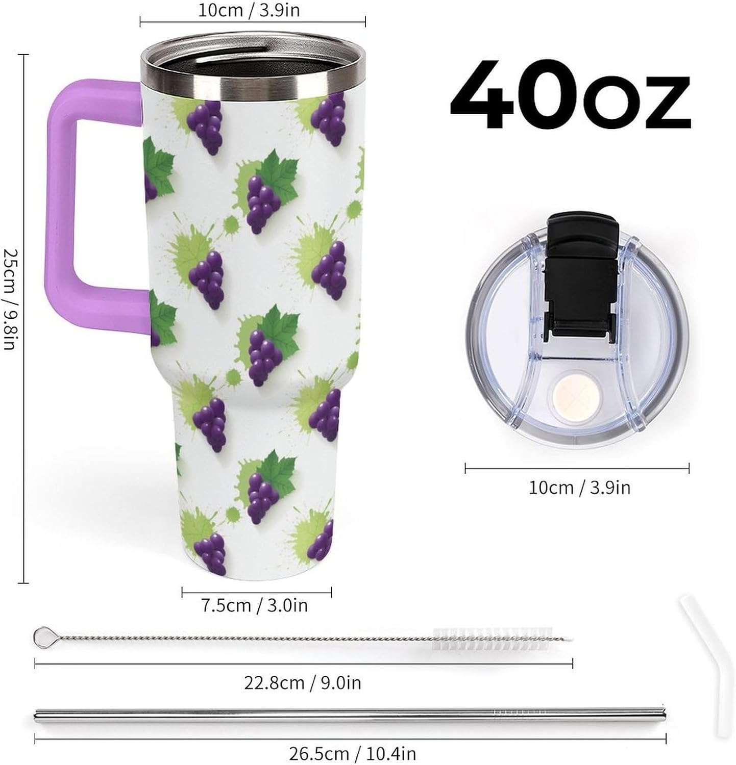 Leakproof Car Cup Vacuum Sealed With Lid For Office Crystal Clear Blue Water Ripple Print Drinkware Light Rose Red-style-5 - Colors H