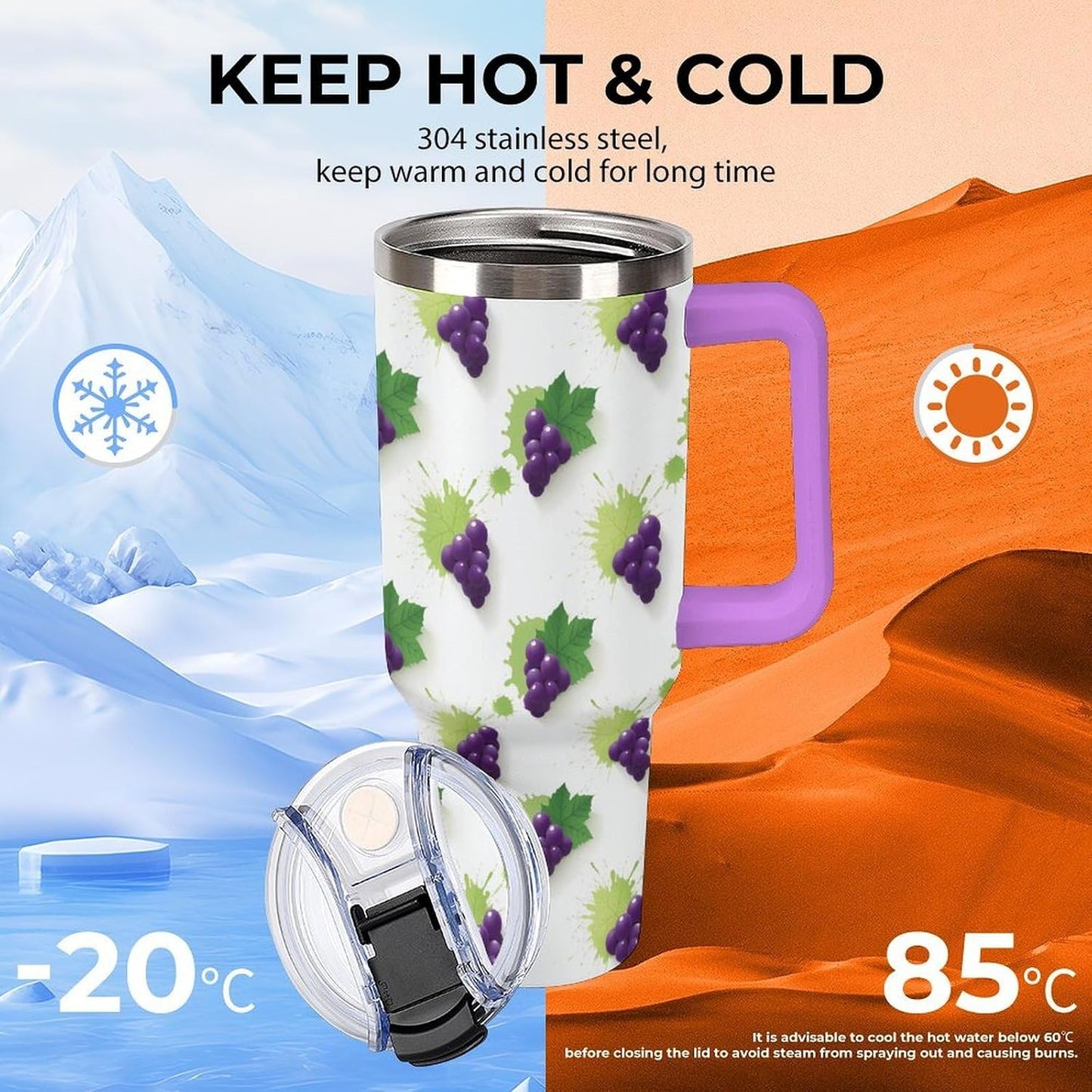 Leakproof Car Cup Vacuum Sealed With Lid For Office Crystal Clear Blue Water Ripple Print Drinkware Light Rose Red-style-5 - Colors H