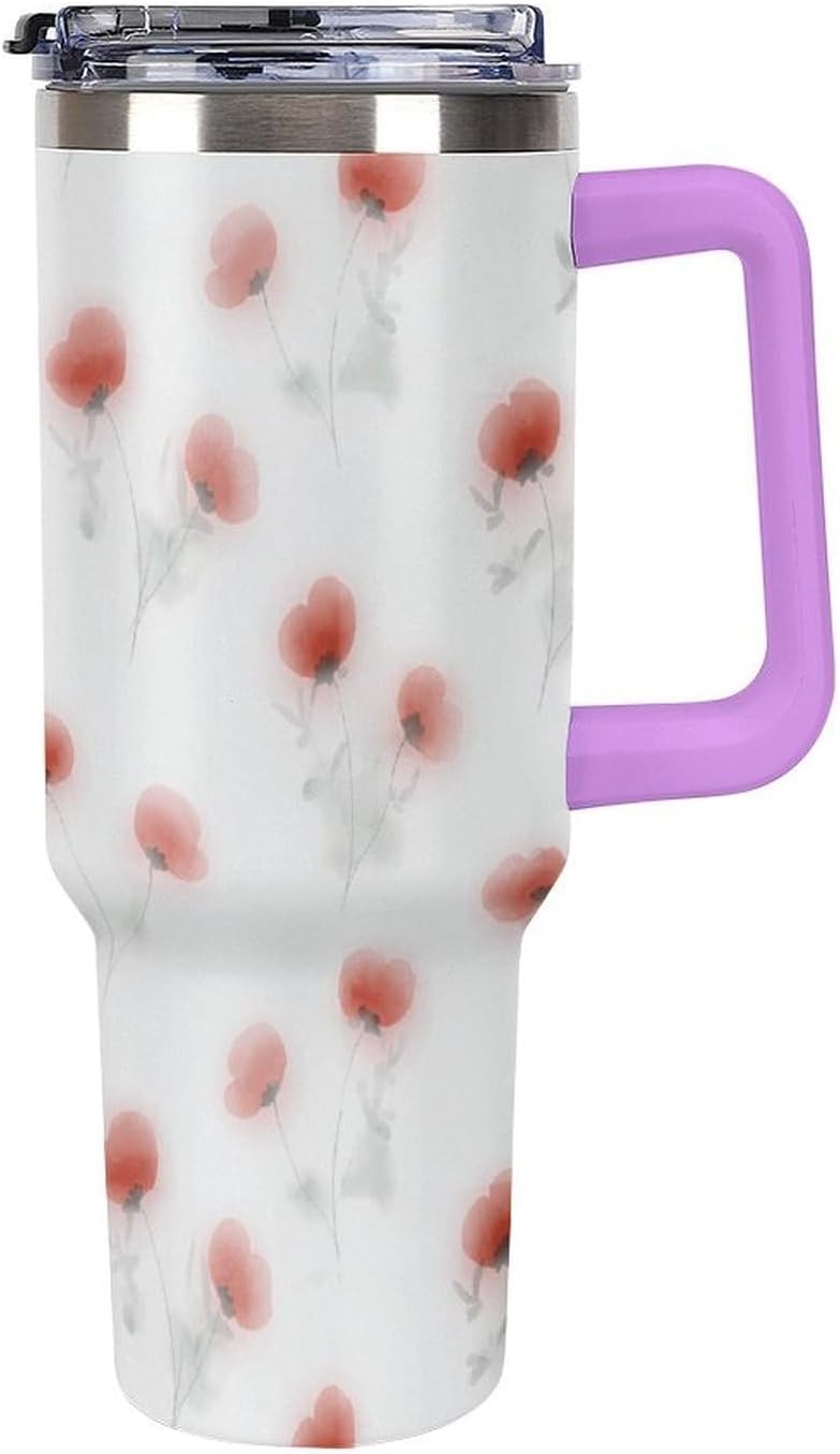 Leakproof Car Cup Vacuum Sealed With Lid For Office Crystal Clear Blue Water Ripple Print Drinkware Light Rose Red-style-5 - Colors H
