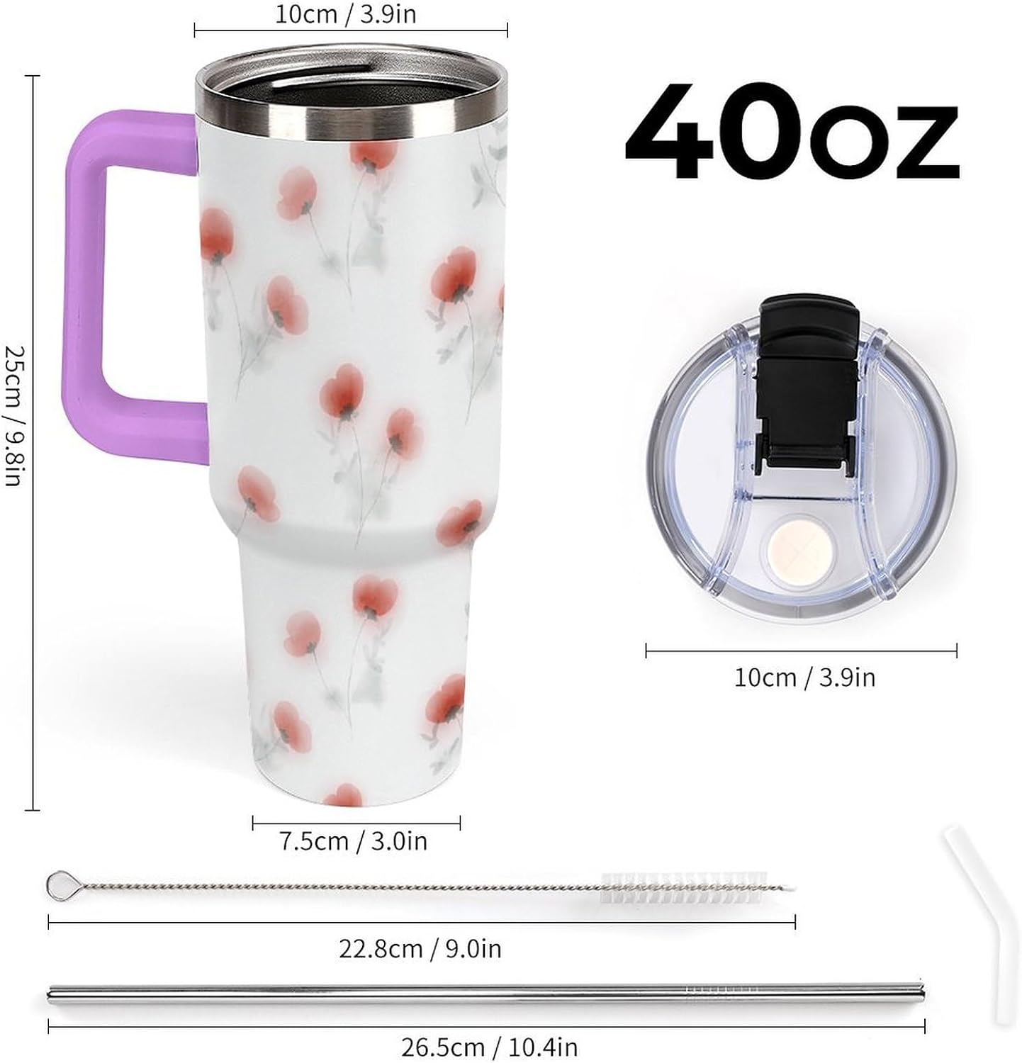 Leakproof Car Cup Vacuum Sealed With Lid For Office Crystal Clear Blue Water Ripple Print Drinkware Light Rose Red-style-5 - Colors H