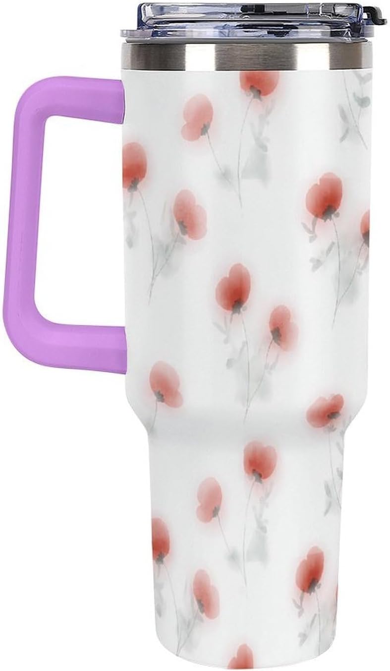 Leakproof Car Cup Vacuum Sealed With Lid For Office Crystal Clear Blue Water Ripple Print Drinkware Light Rose Red-style-5 - Colors H