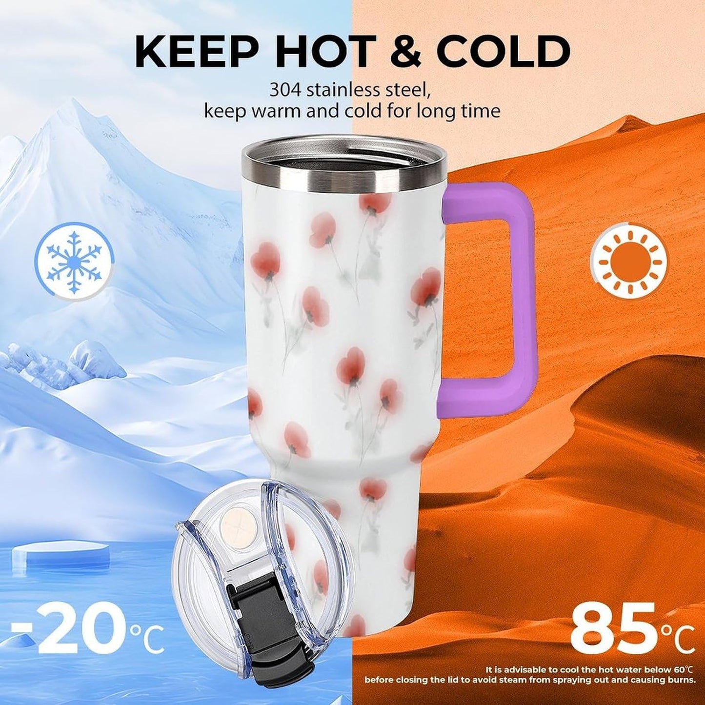 Leakproof Car Cup Vacuum Sealed With Lid For Office Crystal Clear Blue Water Ripple Print Drinkware Light Rose Red-style-5 - Colors H