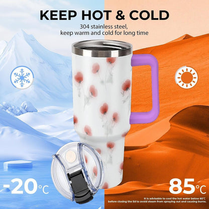 Leakproof Car Cup Vacuum Sealed With Lid For Office Crystal Clear Blue Water Ripple Print Drinkware Light Rose Red-style-5 - Colors H
