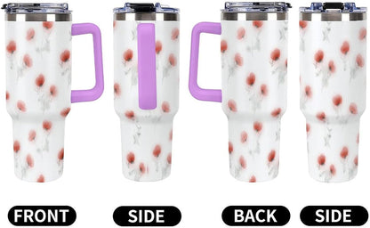 Leakproof Car Cup Vacuum Sealed With Lid For Office Crystal Clear Blue Water Ripple Print Drinkware Light Rose Red-style-5 - Colors H