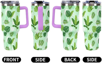 Leakproof Car Cup Vacuum Sealed With Lid For Office Crystal Clear Blue Water Ripple Print Drinkware Light Rose Red-style-5 - Colors H