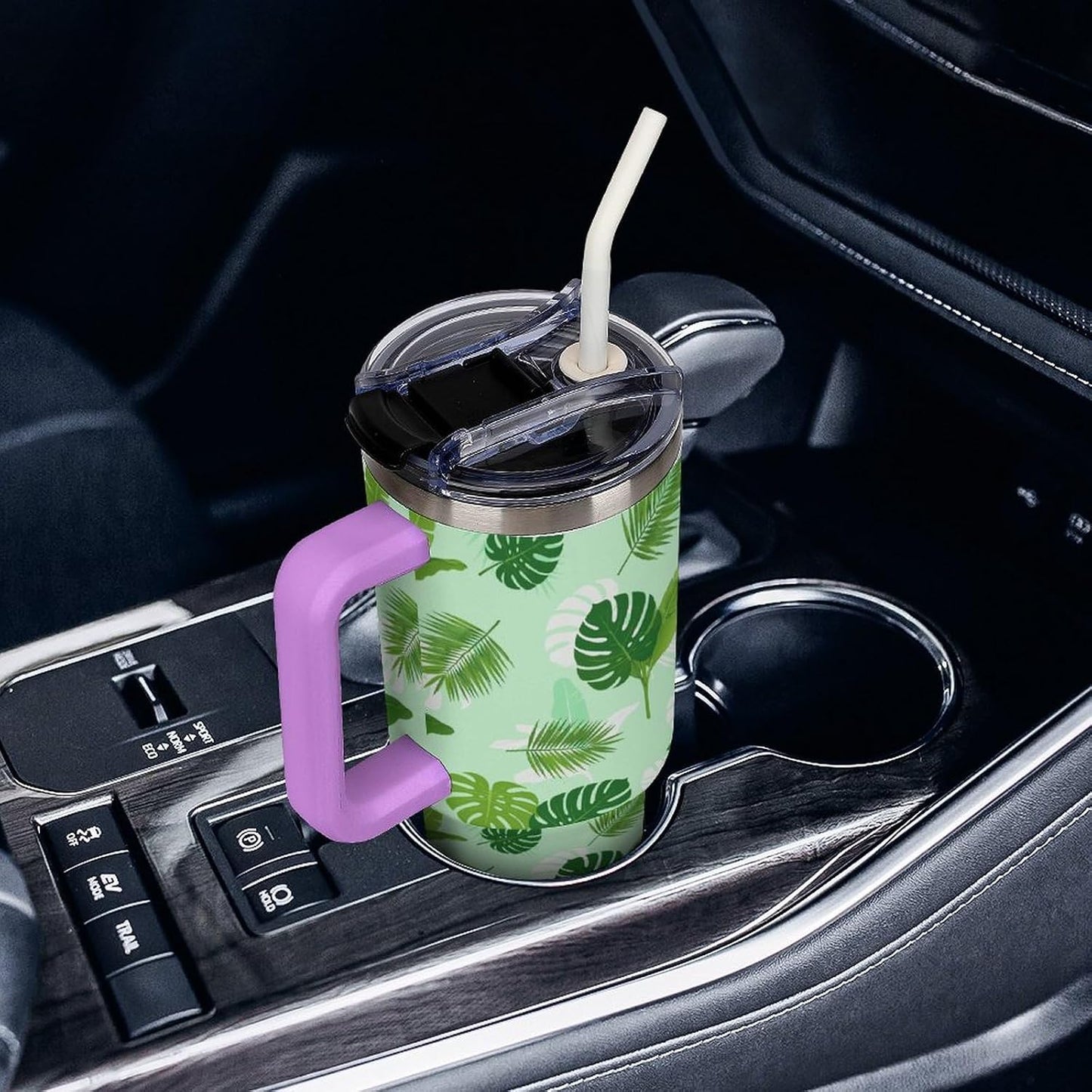 Leakproof Car Cup Vacuum Sealed With Lid For Office Crystal Clear Blue Water Ripple Print Drinkware Light Rose Red-style-5 - Colors H