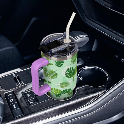 Leakproof Car Cup Vacuum Sealed With Lid For Office Crystal Clear Blue Water Ripple Print Drinkware Light Rose Red-style-5 - Colors H