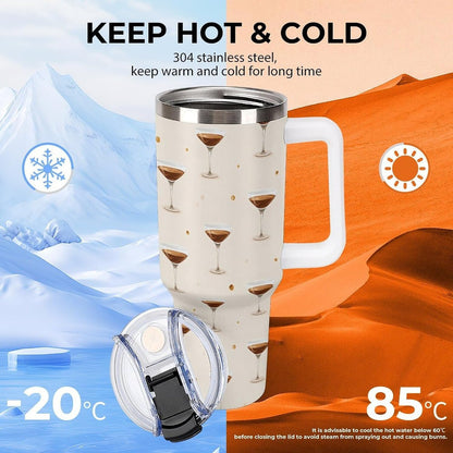 Leakproof Car Cup Vacuum Sealed With Lid For Office Crystal Clear Blue Water Ripple Print Drinkware Light Rose Red-style-5 - Colors H