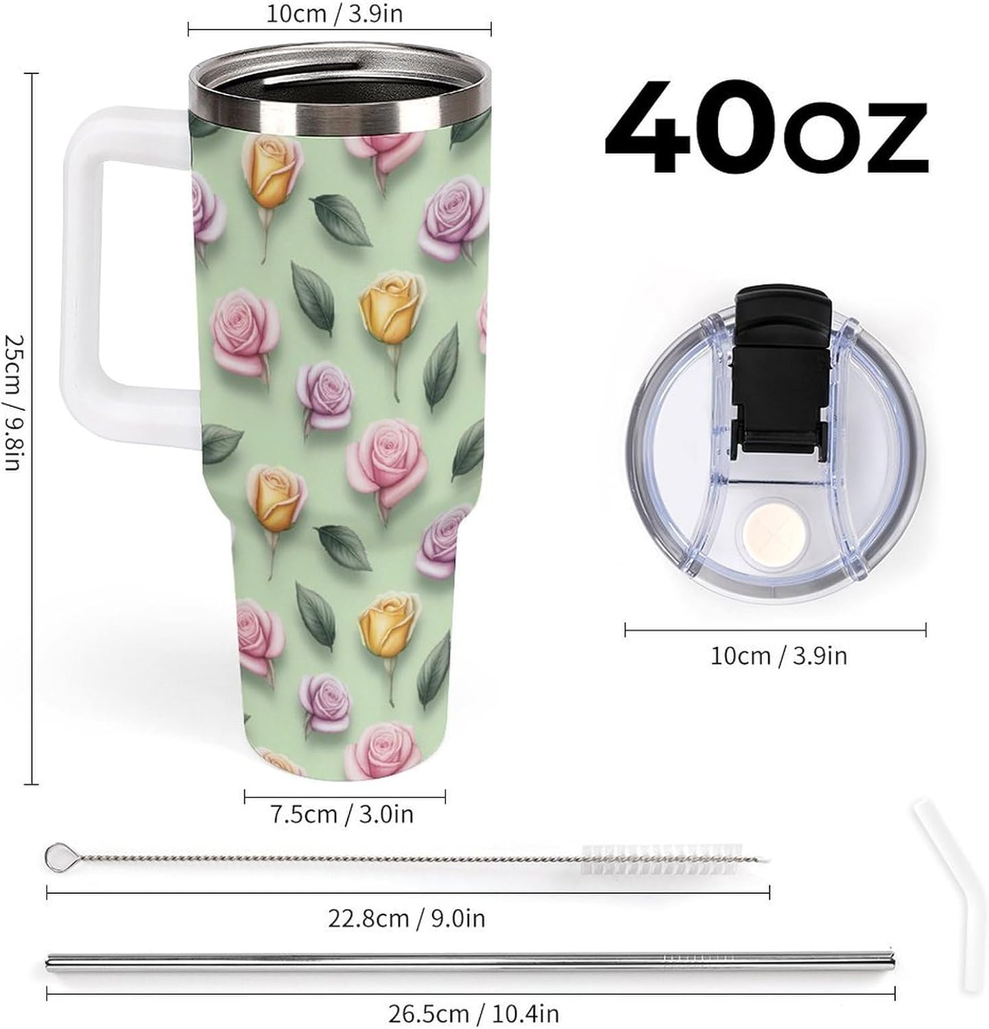 Leakproof Car Cup Vacuum Sealed With Lid For Office Crystal Clear Blue Water Ripple Print Drinkware Light Rose Red-style-5 - Colors H