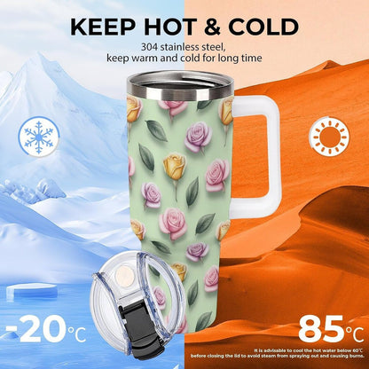 Leakproof Car Cup Vacuum Sealed With Lid For Office Crystal Clear Blue Water Ripple Print Drinkware Light Rose Red-style-5 - Colors H
