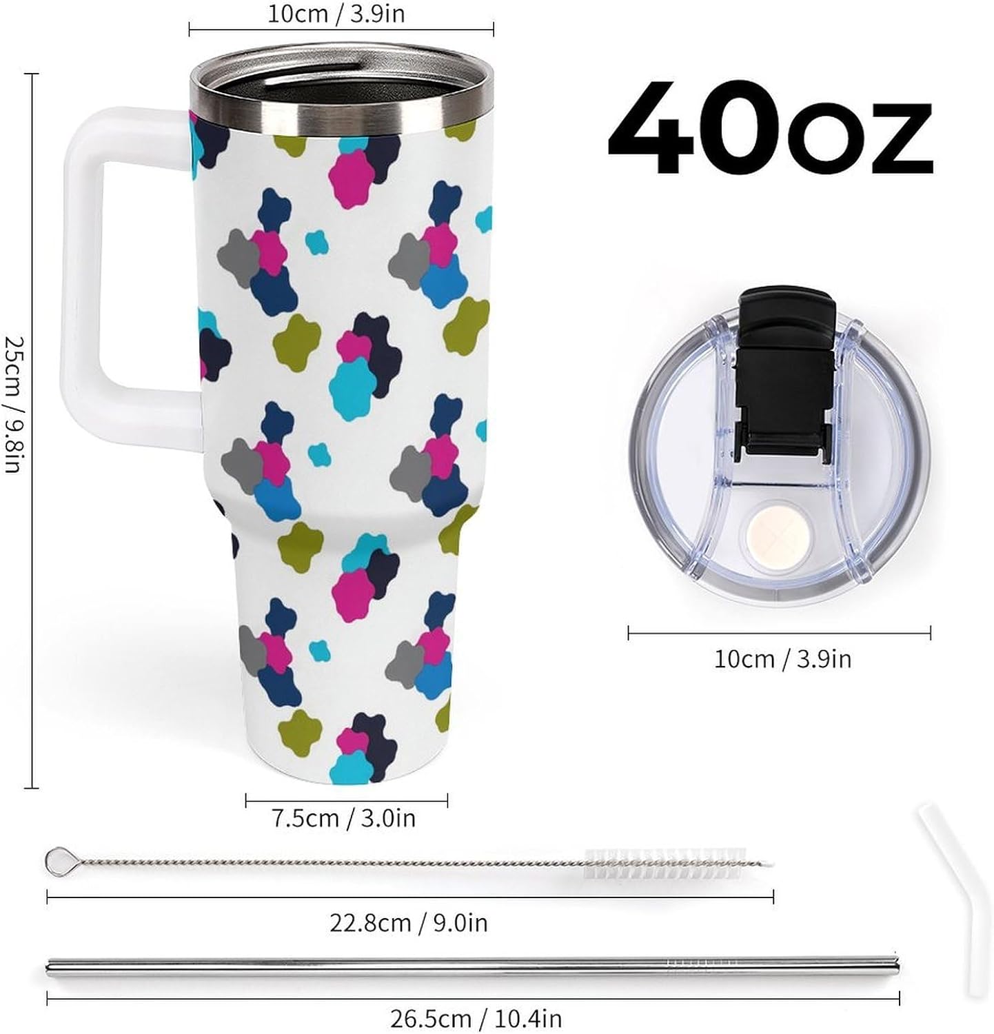 Leakproof Car Cup Vacuum Sealed With Lid For Office Crystal Clear Blue Water Ripple Print Drinkware Light Rose Red-style-5 - Colors H