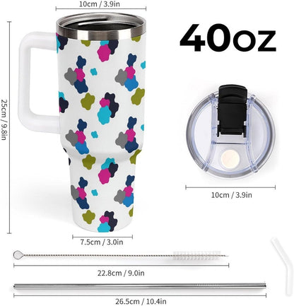 Leakproof Car Cup Vacuum Sealed With Lid For Office Crystal Clear Blue Water Ripple Print Drinkware Light Rose Red-style-5 - Colors H