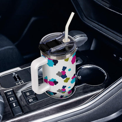 Leakproof Car Cup Vacuum Sealed With Lid For Office Crystal Clear Blue Water Ripple Print Drinkware Light Rose Red-style-5 - Colors H