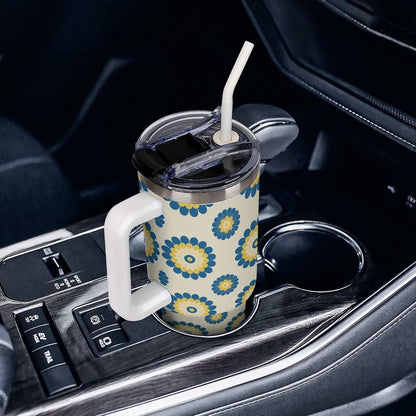 Leakproof Car Cup Vacuum Sealed With Lid For Office Crystal Clear Blue Water Ripple Print Drinkware Light Rose Red-style-5 - Colors H