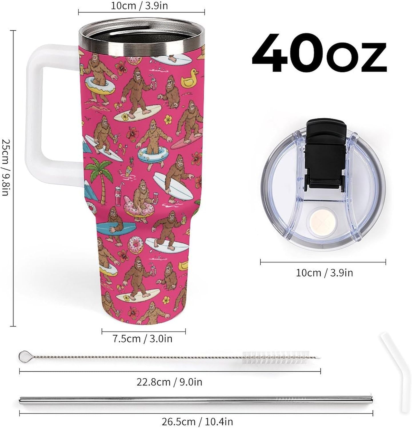 Leakproof Car Cup Vacuum Sealed With Lid For Office Crystal Clear Blue Water Ripple Print Drinkware Light Rose Red-style-5 - Colors H
