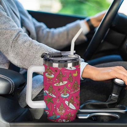 Leakproof Car Cup Vacuum Sealed With Lid For Office Crystal Clear Blue Water Ripple Print Drinkware Light Rose Red-style-5 - Colors H