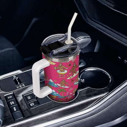 Leakproof Car Cup Vacuum Sealed With Lid For Office Crystal Clear Blue Water Ripple Print Drinkware Light Rose Red-style-5 - Colors H