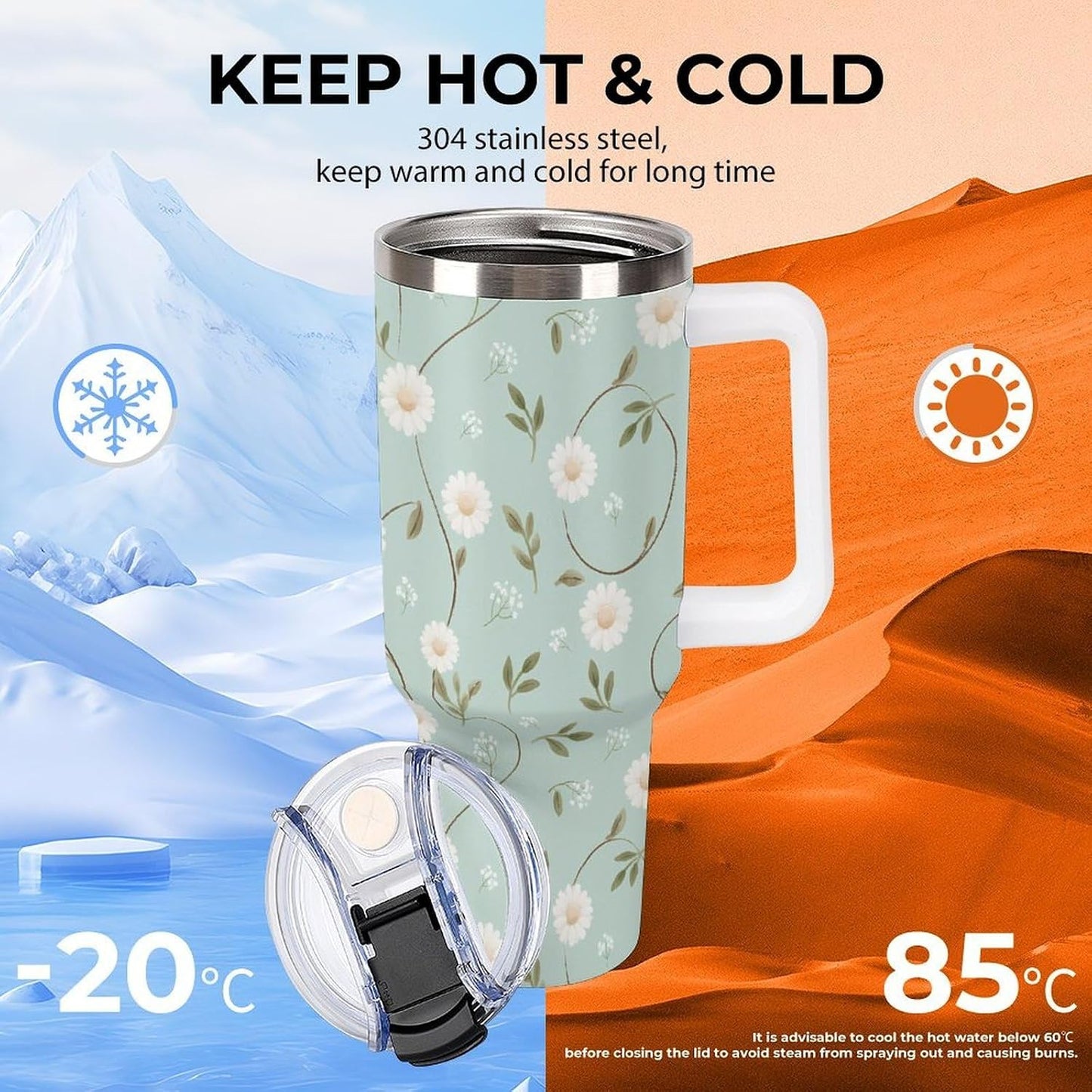 Leakproof Car Cup Vacuum Sealed With Lid For Office Crystal Clear Blue Water Ripple Print Drinkware Light Rose Red-style-5 - Colors H