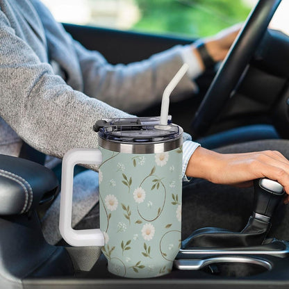 Leakproof Car Cup Vacuum Sealed With Lid For Office Crystal Clear Blue Water Ripple Print Drinkware Light Rose Red-style-5 - Colors H