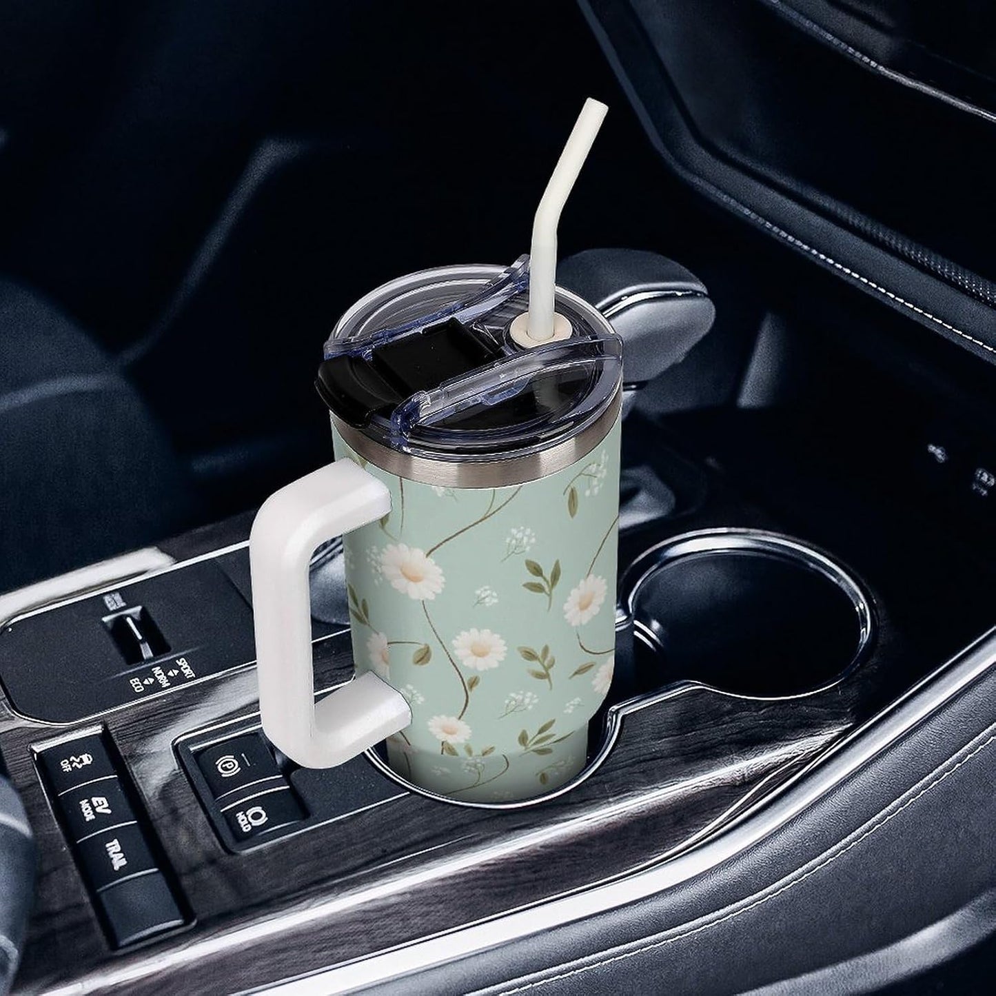 Leakproof Car Cup Vacuum Sealed With Lid For Office Crystal Clear Blue Water Ripple Print Drinkware Light Rose Red-style-5 - Colors H