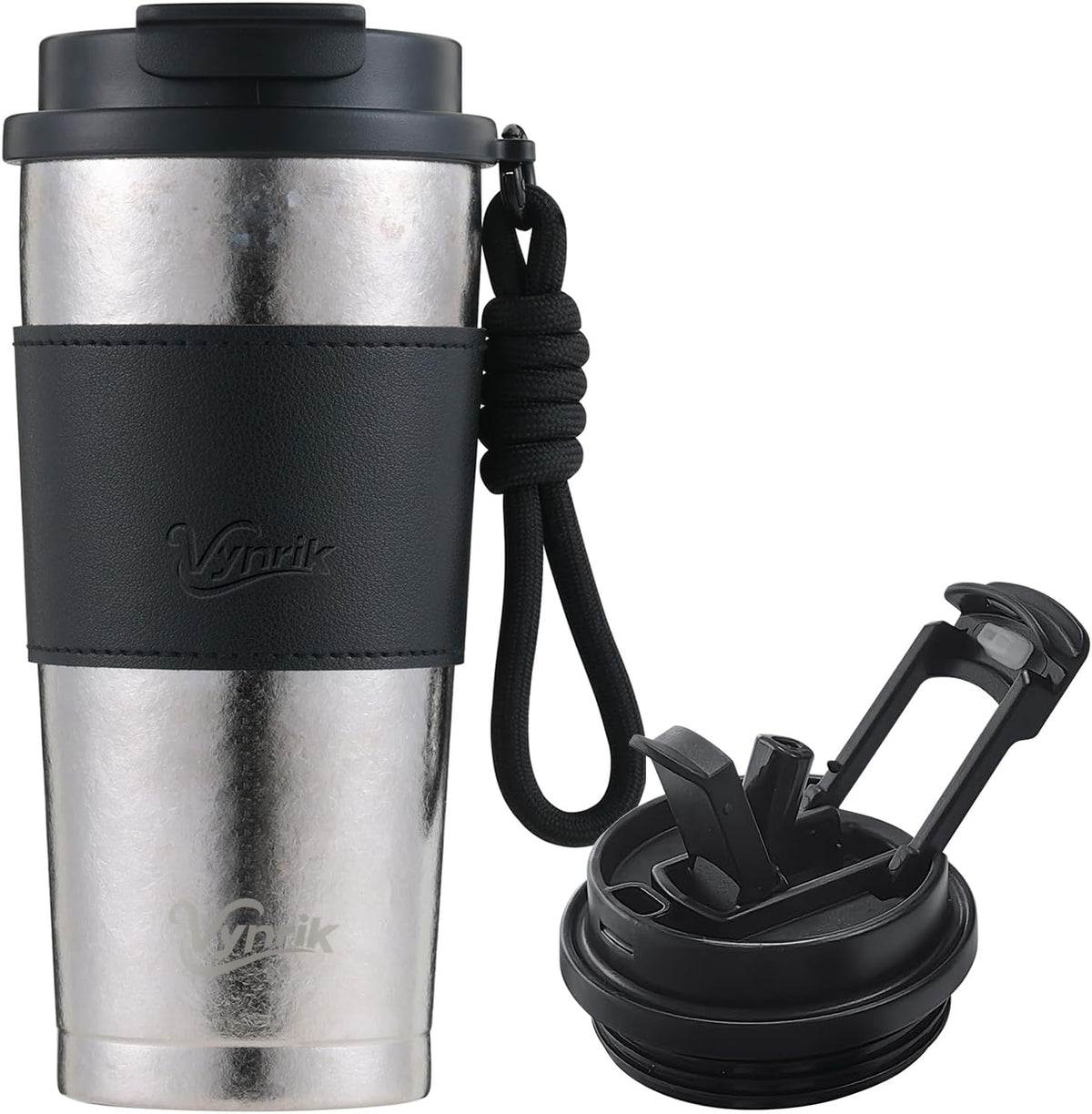 Flip Straw Travel Coffee Mug Leak Proof,Reusable Insulated Coffee Tumbler With Lid And Straw,Titanium Water Bottle Lightweight,Gift(BROWN)
