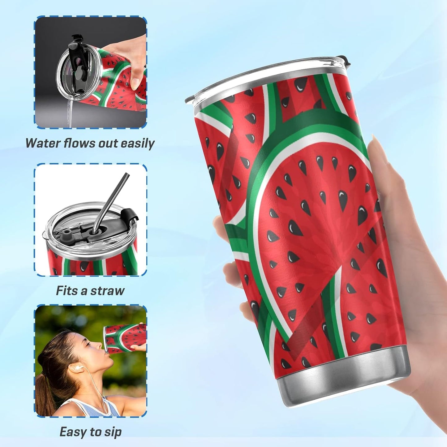 Tumbler Lightning Bolts Doodle Insulated Coffee Cup Beverage Container Travel Mug with Straw and Lid Double Wall Stainless Steel 20oz Holiday Gift